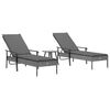 vidaXL Sun Lounger Grey PE rattan, powder-coated steel Extra Long