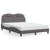 vidaXL Bed Grey Faux Leather, Plywood, Foam Full Bed Rectangular