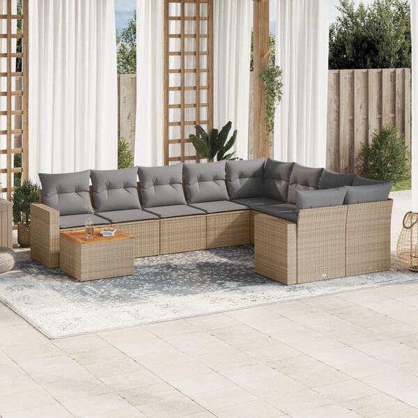 vidaXL Garden Sofa Set Mix Beige and Light Gray PE Rattan Large Modular