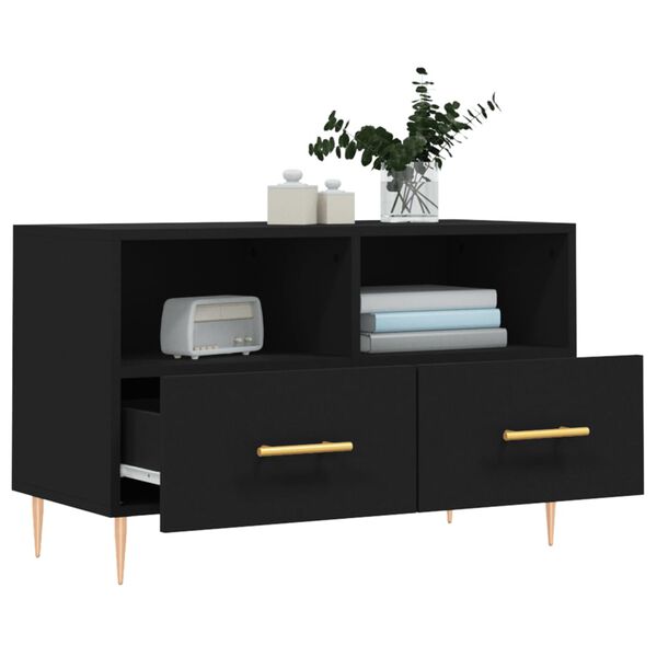 vidaXL TV Cabinet Black 31.5x14.2x19.7" Engineered Wood