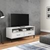 vidaXL TV Cabinet White Solid pine wood, Metal Medium TV Cabinet