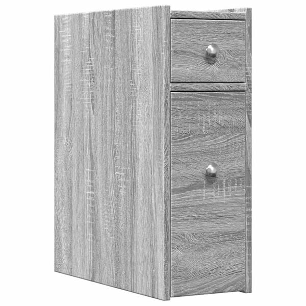 vidaXL Narrow Bathroom Cupboard Grey Sonoma Engineered Wood Slim Modern