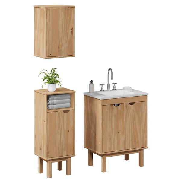 vidaXL Bathroom Furniture Set Honey Solid pine wood, engineered wood