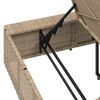 vidaXL Sunbed Beige PE Rattan Multi-Position Backrest Sunbed