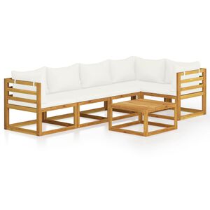 vidaXL Garden Lounge Set Cream Solid acacia wood with an oil finish