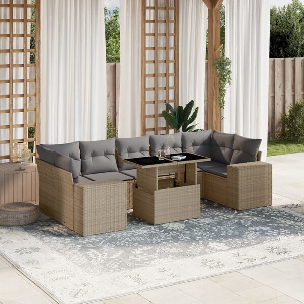 vidaXL Garden Sofa Set Beige, Light grey