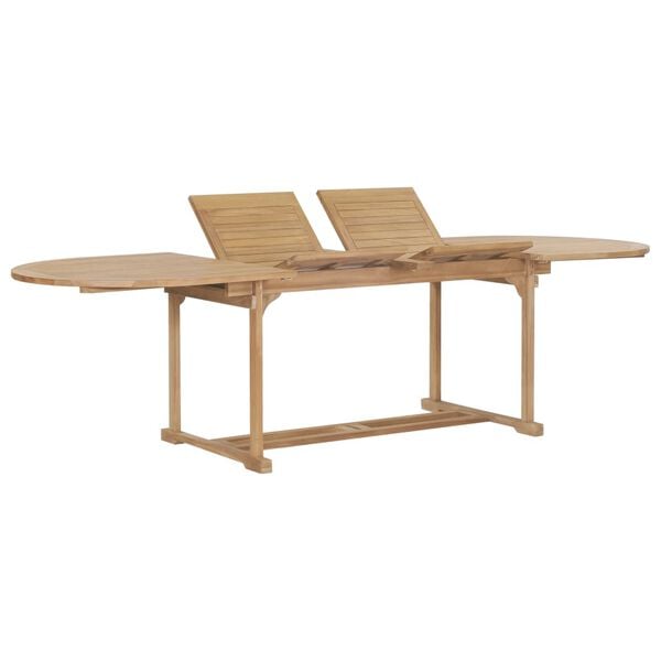 vidaXL Garden Table Natural Teak Solid Teak Wood 71-110 in Extendable