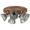vidaXL Ceiling Lamp Vintage Silver Iron and Solid Mango Wood Medium