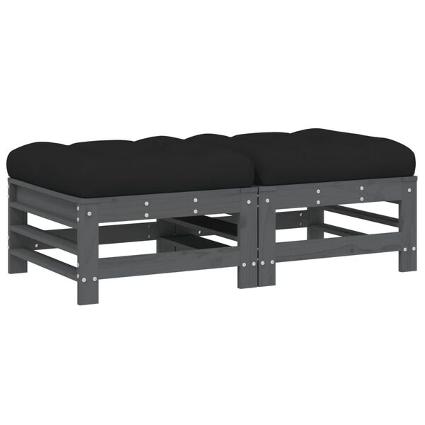 vidaXL Garden Footstool Grey and Black
