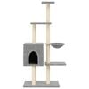 vidaXL Cat Tree Light grey Engineered wood, plush, sisal 57.1 in tall