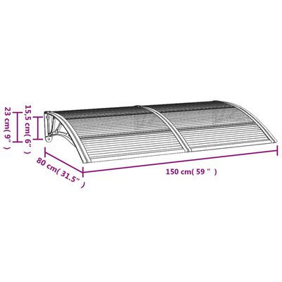 vidaXL Door Canopy Gray 59.1"x31.5" Polycarbonate