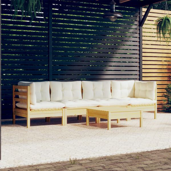 vidaXL Garden Lounge Set Cream and Natural Wood