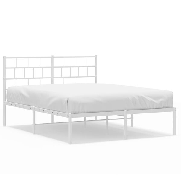 vidaXL Metal Bed Frame White Steel 47.2x78.7 in Metal Bed Frame