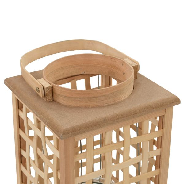 vidaXL Candle Holder Natural Bamboo, Glass Medium Portable