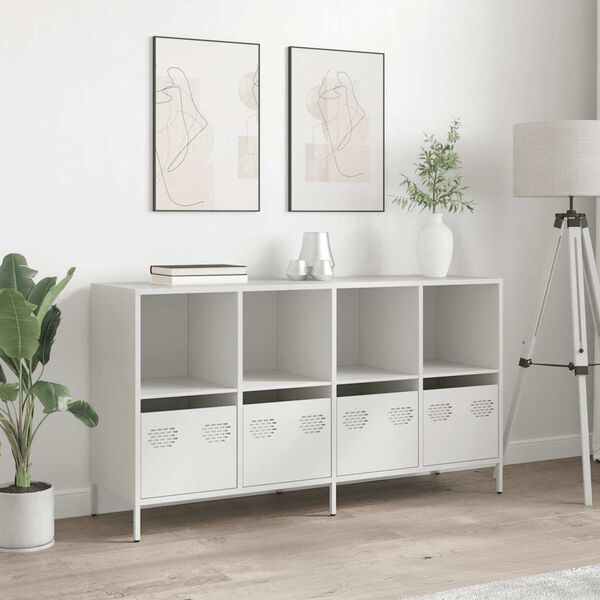 vidaXL Sideboard White Cold-rolled Steel Medium Sideboard Rectangular