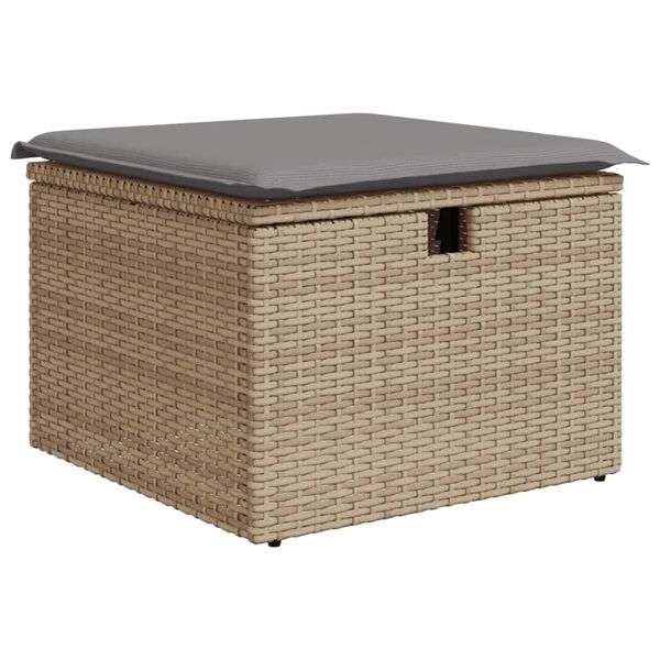 vidaXL Garden Stool Beige PE rattan One size Removable Covers