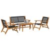 vidaXL Garden Chairs with Table 4 pcs Black 35.4" x 17.7" x 15.7