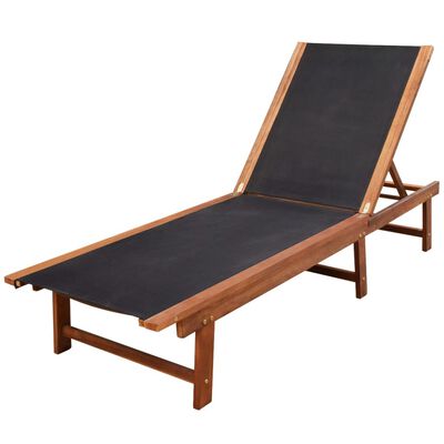vidaXL Sun Loungers 2 pcs with Table Solid Acacia Wood and Textilene