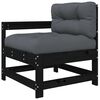 vidaXL Garden Lounge Set Black Solid pine wood, Oxford fabric, PP cotton