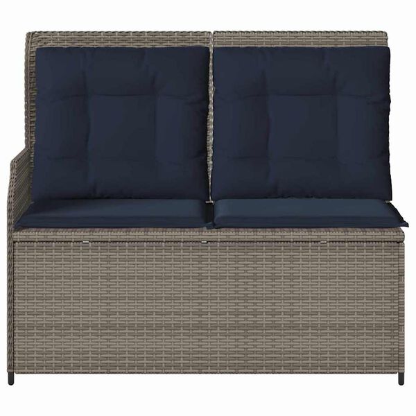 vidaXL Garden Bench with Cushion Gray Poly rattan