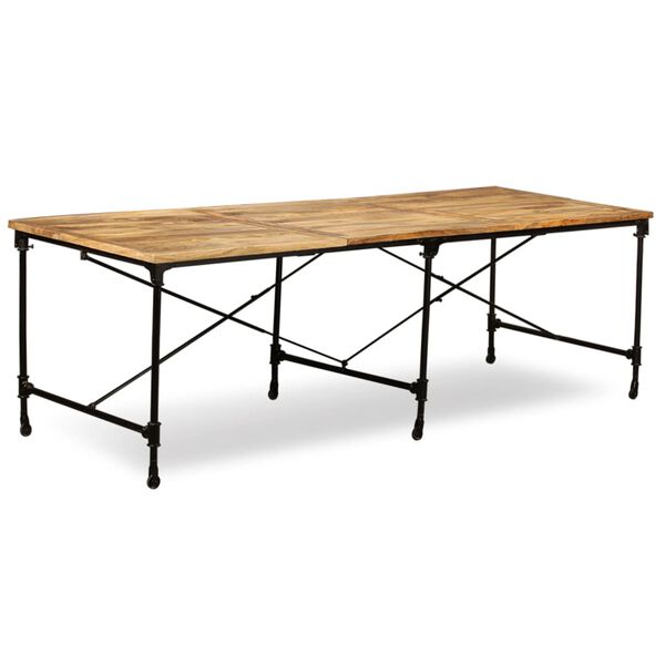 vidaXL Dining Table Brown and Black Solid Mango Wood and Powder-Coated Steel