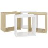 vidaXL Cube Shelf Set of 4 White and sonoma oak Engineered wood