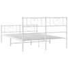 vidaXL Metal Bed Frame without Mattress with Footboard White 47.2"x78.7"