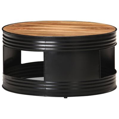 vidaXL Coffee Table Black 26.8"x26.8"x14.2" Solid Acacia Wood