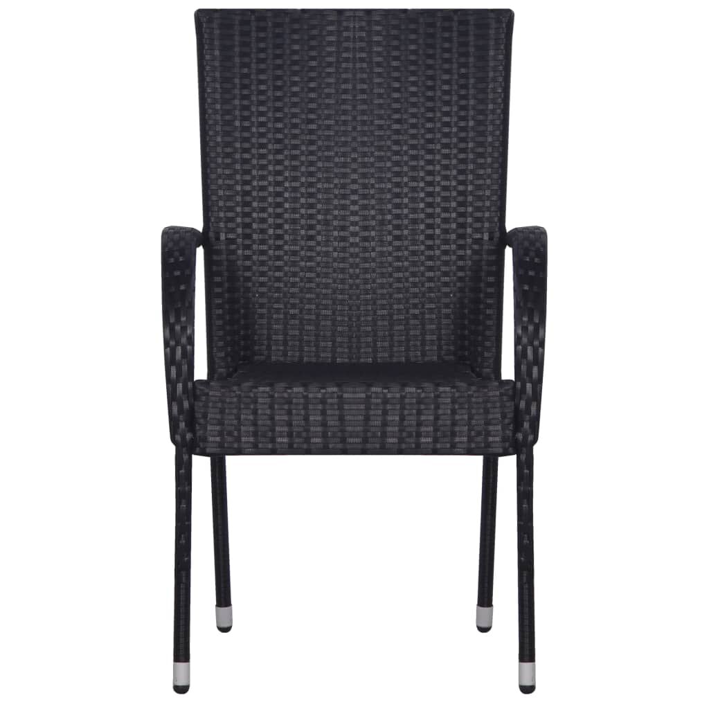 vidaXL 6x Outdoor Dining Chairs Black Stackable Garden Patio Furniture Seat 