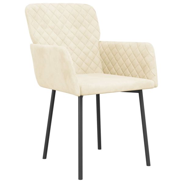 vidaXL Dining Chair Set of 2 Cream Velvet (100% polyester), metal, plywood