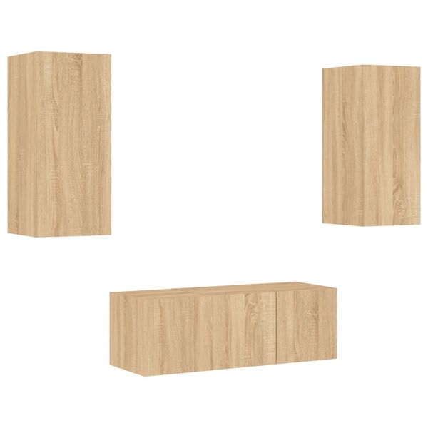 vidaXL TV Wall Unit Sonoma Oak Engineered Wood Medium TV Wall Unit