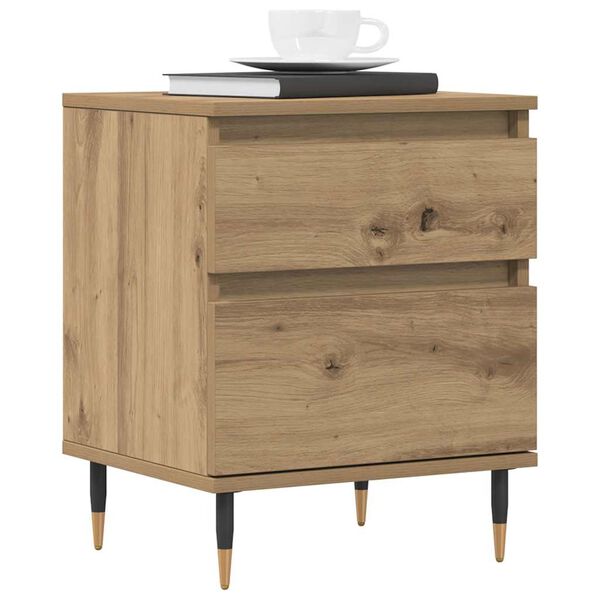 vidaXL Bedside Cabinet Artisan Oak Engineered Wood and Metal Small