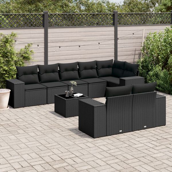 vidaXL Garden Sofa Set Black