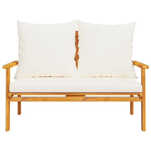 vidaXL Garden Sofa Bench Cream White, Natural Wood