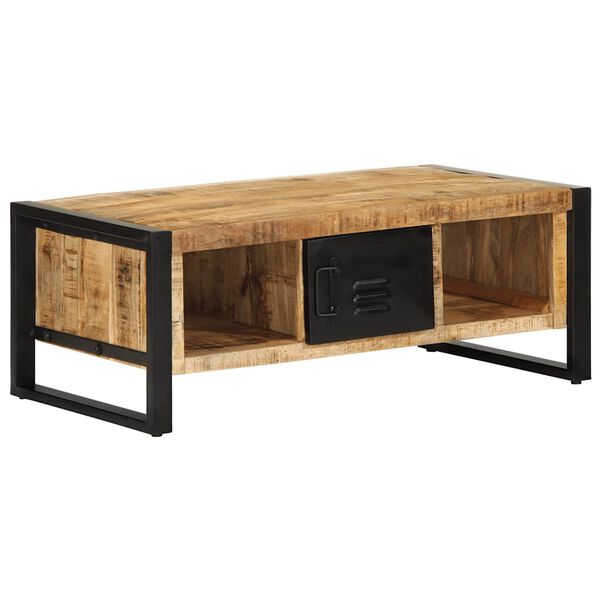 vidaXL Coffee Table Natural Wood Solid Mango Wood, Iron Medium