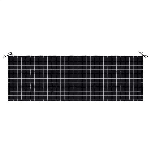 vidaXL Patio Bench Cushion Black Check Pattern 59.1x19.7x1.6" Oxford Fabric