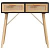 vidaXL Console Table Black Engineered wood, Solid Pine wood, Natural Rattan