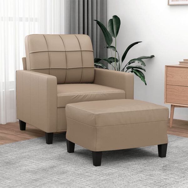vidaXL Sofa Chair With Footstool Cappuccino Faux leather