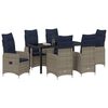 vidaXL Table and Chair Set with Cushion 7 pcs Grey PE Rattan