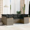 vidaXL Garden Sofa Set Grey PE rattan 6 Piece Set Adjustable Feet