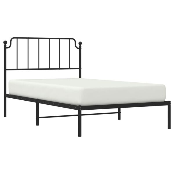 vidaXL Bed Frame Black Powder-Coated Steel 42.1 x 79.9 in Bed