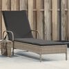 vidaXL Sun Lounger Light grey PE rattan Medium Adjustable Armrests
