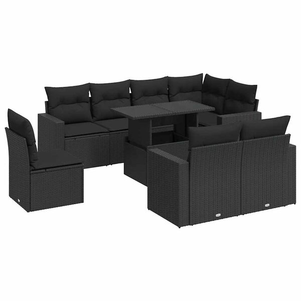 vidaXL Garden Sofa Set Black PE rattan Large Modular Garden Sofa Set