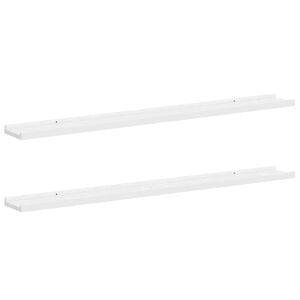 vidaXL Wall Shelf Set of 2 White MDF Medium Wall mounting Wall Shelf