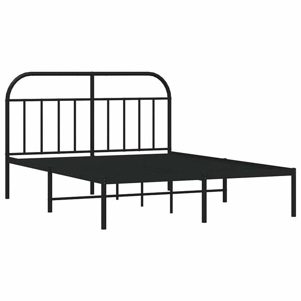 vidaXL Bed Frame Black Powder-Coated Steel Full Bed Frame Rectangular