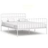 vidaXL Bed Frame White Metal frame, plywood slats 78.7 x 78.7 in Durable