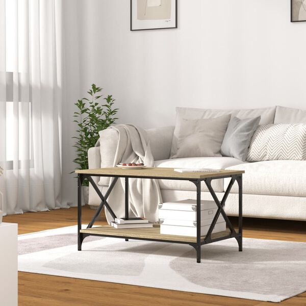 vidaXL Coffee Table Sonoma oak Engineered wood, iron Medium Durable