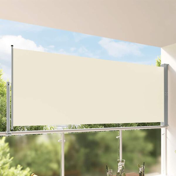 vidaXL Side Awning Cream screen, Grey stand