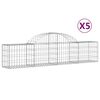 vidaXL Gabion Basket Set of 5 Silver Galvanized iron