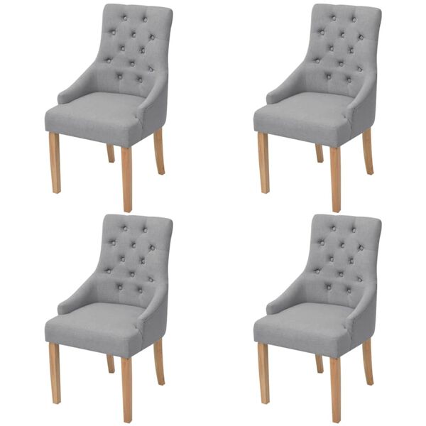 vidaXL Dining Chair Set of 4 Light Gray